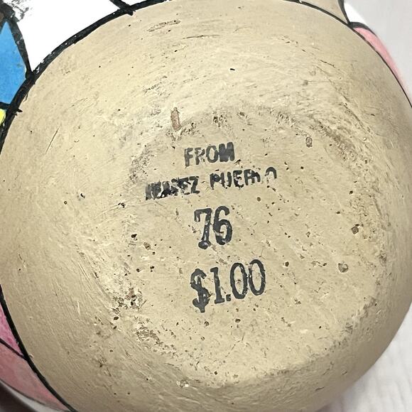 Vintage Jemez Pueblo New Mexico Native American Painted Flower Vase Pottery - Picture 6 of 8